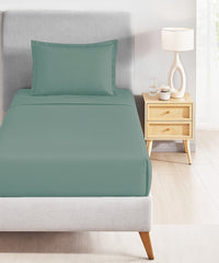 Classic Style me Solid Single Bedsheet Set, Cedar| 210TC Cotton | 1 Pillow Cover