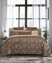 Indulgence Printed King Bedsheet Set, Curves& Crown| 300TC Cotton| 4 Pillow Covers