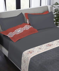 Indulgence Printed King Bedsheet, Medina Mosaic| 300TC Cotton| 4 Pillow Covers