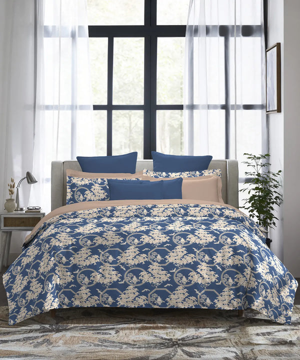 Indulgence Printed King Bedsheet, Silhouette| 300TC Cotton | 4 Pillow Covers