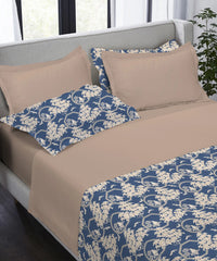Indulgence Printed King Bedsheet, Silhouette| 300TC Cotton | 4 Pillow Covers