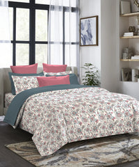 Indulgence Printed King Bedsheet Set, Orbella| 300TC, Cotton| 4 Pillow Covers