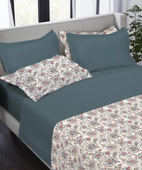 Indulgence Printed King Bedsheet, Orbella| 300TC, Cotton| 4 Pillow Covers