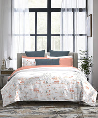 Indulgence Printed King Bedsheet Set, Forest Muse| 300TC Cotton| 4 Pillow Covers