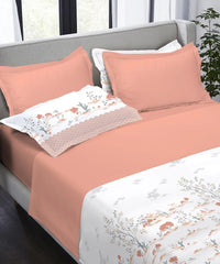 Indulgence Printed King Bedsheet, Forest Muse| 300TC Cotton| 4 Pillow Covers