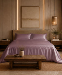 Classic Vitatex E Solid King bedsheet Set, Mauve Mist| 210 TC Cotton| 2 Pillow Covers