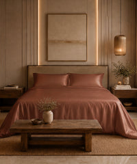 Classic Vitatex E Solid King bedsheet Set,Baked Clay| 210 TC Cotton| 2 Pillow Covers