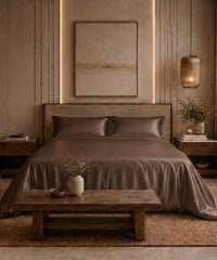Classic Vitatex E Solid King bedsheet Set, Mocha Pine| 210 TC Cotton| 2 Pillow Covers