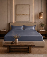 Classic Vitatex E Solid King Fitted Bedsheet Set, Infinity| 210 TC Cotton| 2 Pillow Covers