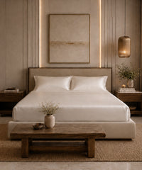 Classic Vitatex E Solid King Fitted Bedsheet Set, Bright White| 210 TC Cotton| 2 Pillow Covers