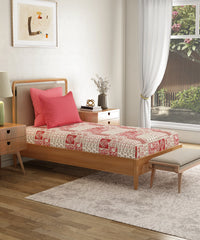 Everyday Printed Single Bedsheet, Agatha Red| 120TC Cotton| 1 Pillow cover