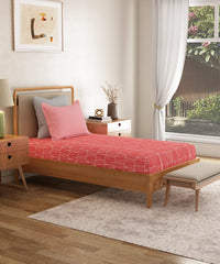 Everyday Printed Single Bedsheet, Blair Red | 120TC Cotton| 1 Pillow cover