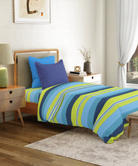Everyday Printed Single Bedsheet Set, Brooke Blue | 120TC Cotton| 1 Pillow cover