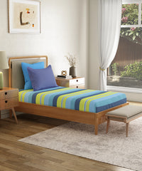 Everyday Printed Single Bedsheet, Brooke Blue | 120TC Cotton| 1 Pillow cover