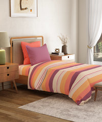 Everyday Printed Single Bedsheet Set, Brooke Red | 120TC Cotton| 1 Pillow cover