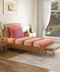 Everyday Printed Single Bedsheet, Brooke Red | 120TC Cotton| 1 Pillow cover