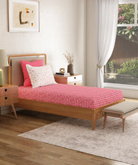 Everyday Printed Single Bedsheet, Domino Pink | 120TC Cotton| 1 Pillow cover