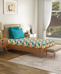 Everyday Printed Single Bedsheet, Kimberly Blue | 120TC Cotton| 1 Pillow cover