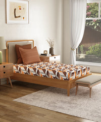 Everyday Printed Single Bedsheet, Kimberly Brown | 120TC Cotton| 1 Pillow cover