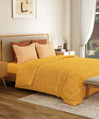 Everyday Printed Double Bedsheet Set, Blair Ochre| 120TC Cotton| 2 Pillow covers