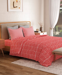 Everyday Printed Double Bedsheet Set, Blair Red | 120TC Cotton| 2 Pillow covers
