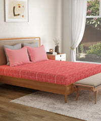 Everyday Printed Double Bedsheet, Blair Red | 120TC Cotton| 2 Pillow covers