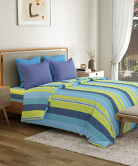 Everyday Printed Double Bedsheet Set, Brooke Blue | 120TC Cotton| 2 Pillow covers