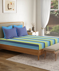 Everyday Printed Double Bedsheet, Brooke Blue | 120TC Cotton| 2 Pillow covers