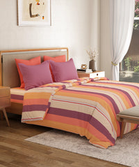 Everyday Printed Double Bedsheet Set, Brooke Red | 120TC Cotton| 2 Pillow covers