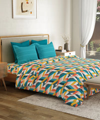 Everyday Printed Double Bedsheet Set, Kimberly Blue | 120TC Cotton| 2 Pillow covers