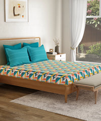 Everyday Printed Double Bedsheet, Kimberly Blue | 120TC Cotton| 2 Pillow covers