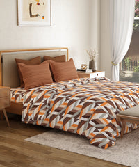 Everyday Printed Double Bedsheet Set, Kimberly Brown | 120TC Cotton| 2 Pillow covers