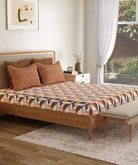 Everyday Printed Double Bedsheet, Kimberly Brown | 120TC Cotton| 2 Pillow covers