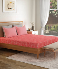 Everyday Printed King Bedsheet, Blair Red | 120TC Cotton| 2 Pillow covers