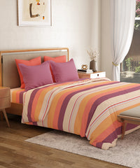 Everyday Printed King Bedsheet Set, Brooke Red | 120TC Cotton| 2 Pillow covers