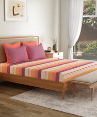 Everyday Printed King Bedsheet, Brooke Red | 120TC Cotton| 2 Pillow covers