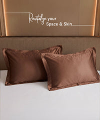 Classic Vitatex E Solid Pillow Pair, Copper Brown|210 TC Cotton|2 Pillow Covers