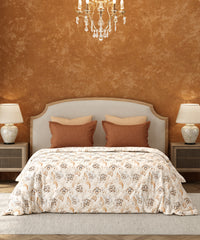 Carnival Floral Double Bedsheet Set, Gulnaaz Brown| 144TC Cotton | 2 Pillow Covers
