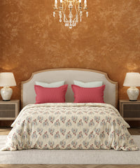 Carnival Floral Double Bedsheet Set,Ikra Red | 144TC Cotton | 2 Pillow Covers