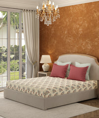 Carnival Floral Double Bedsheet Set,Ikra Red | 144TC Cotton | 2 Pillow Covers