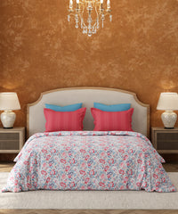 Carnival Floral ouble Bedsheet Set, Nargis Pink | 144TC Cotton | 2 Pillow Covers