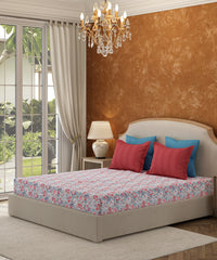 Carnival Floral ouble Bedsheet Set, Nargis Pink | 144TC Cotton | 2 Pillow Covers