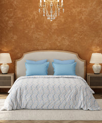 Carnival Floral Double Bedsheet Set,William Manor Blue| 144TC Cotton | 2 Pillow Covers