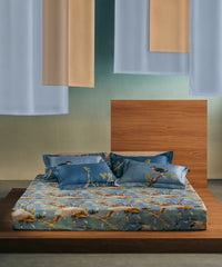 Shivan & Narresh King Bedsheet Set, SKY HUTUTI | 400TC Cotton | 4 Pillow covers