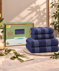 Utsav 4Pc Towel Set, Midnight Blue| 400 GSM | Premium Cotton