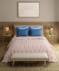 Utsav Printed King Bedsheet Set,  Gulbagh Beige| 120TC Cotton| 2 Pillow Covers
