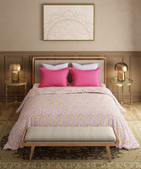 Utsav Printed King Bedsheet Set, Gulbagh Olive| 120TC Cotton| 2 Pillow Covers