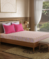 Utsav Printed King Bedsheet Gift Box,Gulbagh Olive| 120TC Cotton| 2 Pillow Covers