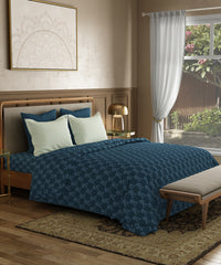 Utsav Printed King Bedsheet Set, Gulbahar Blue| 120TC Cotton| 2 Pillow Covers