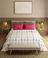 Utsav Printed King Bedsheet Set, Gulchaman Red| 120TC Cotton| 2 Pillow Covers